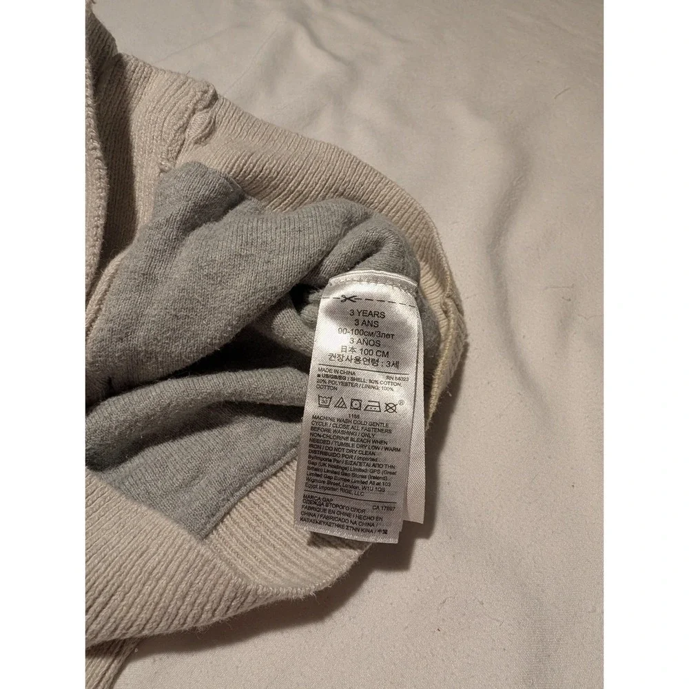 Baby Gap Toddler Boy Striped Hooded Toggle Cardigan Sweater Cream Blue 3T